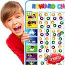 Large Magnetic Reward Chart for Multiple Kids (1-3 Kids) - 127 Pre-Written Stickers (Including Potty Training) + 30 Custom Chores - Behavior, Responsibility & Incentive Star Chart for Your Fridge, 