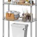 Ekisemio 4-Tier Over The Toilet Storage, Metal Bathroom Shelf with Adjustable Shelves & Basket, Space-Saving Above Toilet Organizer, Chrome