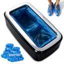 Shoe Cover Dispenser Containing 200pcs Shoe Covers Disposable Non Slip Quality Automatic Shoe Cover Machine with Disposable Shoe Covers for Indoors for Most Occasion Shoes Size (Black-sliver cover)