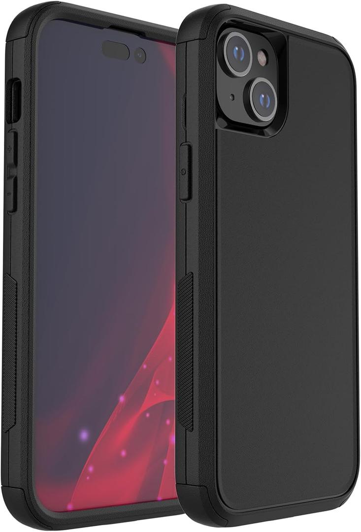 Magnetic Case for iPhone 15 iPhone 13, 3-Layer Protection Anti-Slip Drop Protective Shockproof Full Body Protection Wireless Charging Case, Compatible with iPhone 15 with MagSafe, Black 6.1