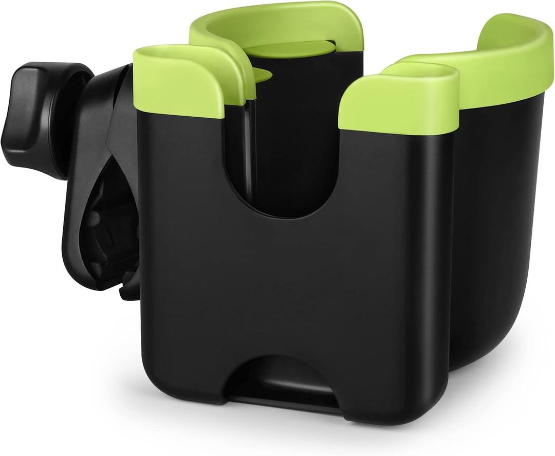 Accmor Stroller Cup Holder with Phone Holder, Bike Cup Holder, Universal Cup Holder for Uppababy Nuna Doona Strollers, 2-in-1 Cup Phone Holder for Stroller, Bike, Wheelchair, Walker, Scooter (Mix Green)