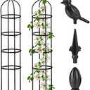 Garden Obelisk Trellis for Climbing Plants Outdoor 6 Ft Rose Bush Round Trellis for Pots Rustproof Metal Plant Flower Trellises for Clematis Vine Jasmine Support Outdoor Indoor (Black)