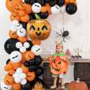 3 x HOUSE OF PARTY Halloween Balloon Garland Kit 80 Pcs - 5/10/12/18 Inch Orange and Black White Balloon Arch with 1 Pumpkin Foil Balloon, PVC Bats & Spider Web For Halloween Party Decorations
