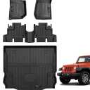 All Weather TPE Cargo Liner and Backrest Mats for 2007-2018 Jeep Wrangler JK 4 Door Accessories (for 2007-2018 Wrangler JK 4 Door Cargo Liner+Backrest Mats)