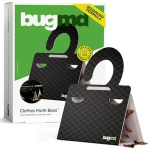 BugMD Clothes & Pantry Moth Traps (6 Count) Sticky Glue Pheromone-Based Repellent for Closets, Cabinets & Wardrobes Non-Toxic - Black