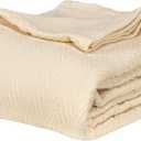 HOMECITY Cotton All-Season Thermal Blanket- Ivory Woven Reversible Ultra-Soft and Warm Herringbone Blanket for Bed/Couch, King, 108" x 90" - Hroo Collection 100% Cotton Blanket for Bed