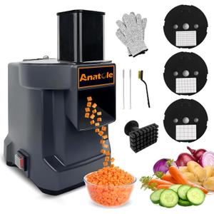 Anatole Electric Vegetable Dicer Commercial Food Processor Heavy Duty Veggie Fruits Chopper with 3 Stainless Steel Blades for Carrot Potato Onion 100W 110V