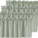 H.VERSAILTEX 4 Panels Blackout Valances for Small Windows Thermal Insulated Short Curtains Privacy Decorative Rod Pocket Shade for Kitchen/Living Room/Cafe/Bathroom/Laundry,52" W x 18" L,Sea Grass