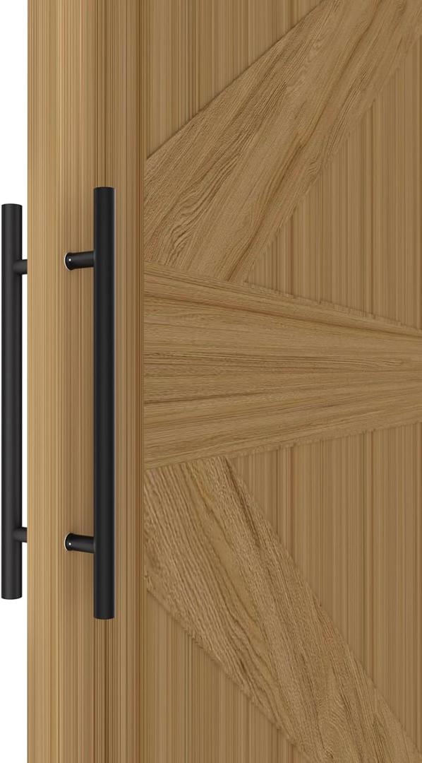 Matte Black Round Barn Door Handles 12"/16"/18"/24"/36"/48"/59'', Pull Push Long French Door Handle Double Sided, Large Front Exterior Shower Door Pull Handles