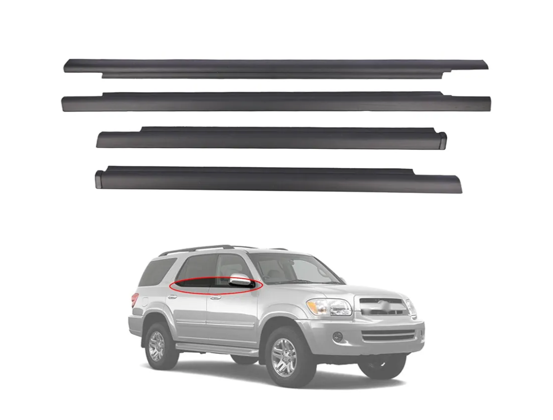 Magimaker 4pcs Outside Window Seals Weatherstrip Trim Molding 75710-0C010 75720-0C010 Compatible with Toyota Sequoia 2001 2002 2003 2004 2005 2006 2007 Rubber Seal Moulding Strip