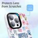 3 x for iPhone 14 Pro Case, Vintage Coastal Collage Pattern with Shells & Teacups, Military-Grade Drop Protection, Glossy Elegant Soft Slim TPU Protective & Camera Protection for Girls (SunflowerCut)