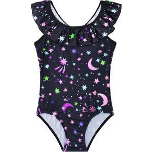 Bathing Suits for Girls Size 140 Black Stars Swimwear Shoulder Ruffle Swimsuits