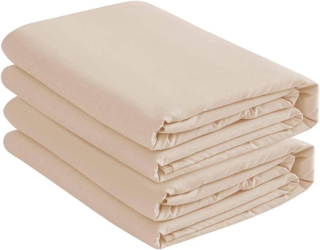 2 Pack Fitted Hospital Bed Sheets with Elastic All Around for a Double Brushed Ultra Soft Breathable 100% Microfiber Sheets, 36 x 84 x 12 (Beige)