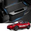 Model Y Trash Can Rear Center Console Organizer Compatible for Tesla Model Y 2020-2025, 2nd Row Seat Rear Bin TPE Backseat Storage Box Middle Air Outlet Garbage Can with Anti-Slip Lid Cover