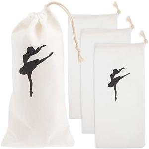 LUOZZY 4Pcs Ballet Shoe Bags Canvas Pointe Shoe Bags Ballet Shoe Bags Dance Shoe Drawstring Ballet Supplies, 5.1 * 10.6IN/13 * 27CM