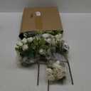 Crowye 10 Bundles Peonies Artificial Flowers Faux Peonies Wedding Artificial Flower Bouquet for Table Centerpiece for Home Wedding Decor Bridal Floral Arrangement(White)