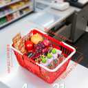 VEVOR Shopping Baskets, 4 PCS, 21L Stackable PE Plastic Grocery Baskets with Handles, Dense Mesh Structure, Holds up to 20 lbs, Portable for Grocery, Retail, Stores, Supermarket, Home Use, Red