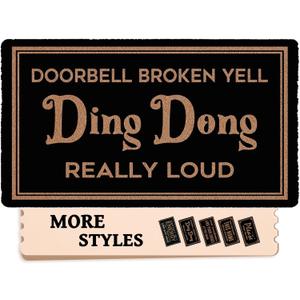 30x17 In Funny Merry Christmas Doormats for Front Door Mat Doorbell Broken Yell DingDong Really Loud Outdoor Entrance Non Slip Mats Indoor Decor Bathroom Mat Entrance Rug Kitchen Rugs and Mats