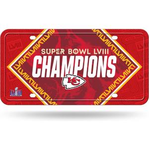 Rico Industries NFL Football Kansas City Chiefs Metal Auto Tag 6" x 12" - Great for Truck/Car/SUV (Red)