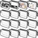16 Pieces Clear Makeup Bags Bulk, TSA Approved Toiletry Bag for Travel, PVC Waterproof Travel Small Pouches Clear Pouch with Zipper for Men and Women Carry-on Travel Essentials Cosmetic Bags (Black)