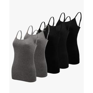 BQTQ 5 Pcs Women's Camisole Tank Top Undershirt Spaghetti Strap Basic Camisoles M/L