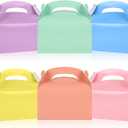 36 x DjinnGlory 36-Pack Pastel Party Favor Treat Boxes with Handles, Rainbow Colors Goodie Boxes Perfect for Birthdays, Weddings, Baby Showers, and Special Events 6.18 x 3.58 x 3.38 Inches