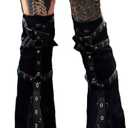 Gothic Leg Warmers for Women Punk Long Y2k Grunge Emo Rave Harajuku (Black 3)