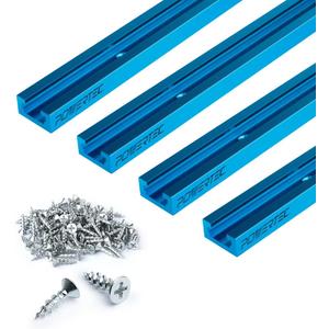 POWERTEC 71853 48 Inch x4 Universal T track with 100 Pcs Wood Screws, Double-Cut Profile T track with Predrilled Mounting Holes