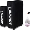 Caroeas Laundry Basket Slim Plus 27.5”, Black Laundry Basket with Wheels, Laundry Hamper with Removable Wash Bag Waterproof Clothes hamper Fabric baskets for laundry