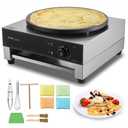 VEVOR Electric Crepe Maker, 16-Inch Commercial Crepe Machine, 1700W Flat Plate Crepe Griddle, Nonstick Stainless Steel Pancake Making Machine, Desktop Circular Cereals Pancake Stove with Temp Control,  16 inch Single / 1700 W