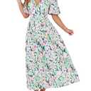 Sissyaki Women's Floral Maxi Dress 2026 Summer Spring Wedding Guest Dress Abstract Green Print XL