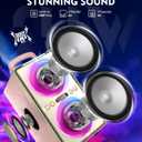 YIER Bluetooth Speaker, 240W Peak Loud Party Speaker with Big Bass, 20H Playtime, TWS, BT5.3, Large Portable Wireless Boom Box with LED Light for Outdoor Backyard Beach Home (Leather Pink)