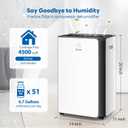 FreAire 54Pint Quiet Dehumidifier for 4500Sq.Ft | Energy-Saving, Quiet, Front Humidity Display, Compression System