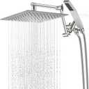 G-Promise All Metal 10 Inches Rainfall Shower Head with Handheld Spray Combo, 3 Settings Diverter, Adjustable Extension Arm with Lock Joints, 71 Inches Stainless Steel Hose (Brushed Nickel)