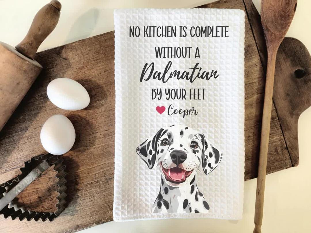 Personalized Dalmatian Tea Towel, Dalmatian Gift, Custom Kitchen Towel, Dalmatian Owner, Dalmatian Mom, Dalmatian Lover, Gift For Dog Mom