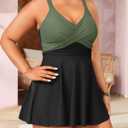 Aqua Eve Plus Size Swim Dress - Two Piece Tankini Swimsuit Tummy Control Bathing Suit with Shorts 2025 (Green, XXL)