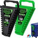 2-Piece Magnetic Wrench Organizer, Metric & SAE Portable Plastic Wrench Holder, 24-Slot Total, Foldable Carrying Handle for Wall-Mounted, Easy-Open Lock Cover, Wrenches Storage Rack Tool for Tool Box