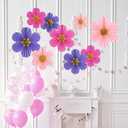 Purple Pink Paper Fans, Pink and Purple Paper Flower Birthday Decorations for Classroom, Birthdays, Baby Showers, Weddings