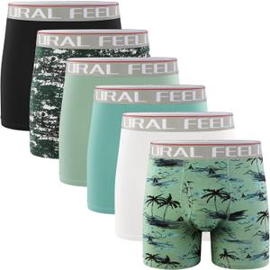 Natural Feelings Boxer Briefs Mens Underwear Men Pack of 5-6 Soft Cotton Open Fly Underwear (Medium, A2: 6 Pack Camo Light)