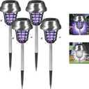 Solar Bug Zapper Outdoor Waterproof Solar Powered Mosquito Repellent Outdoor Patio,Cordless & Auto On/Off Trap Purple & White Light for Gnat Fly Insect Zapper for Garden Backyard for Outside,4 Pack