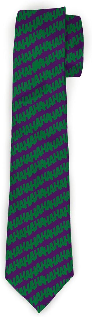 Buckle-Down DC Comics Tie, Necktie, Joker Hahaha Repeat Purple Green, Standard Length