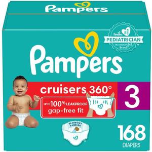 Pampers Diapers - Cruisers 360 - Size 3, 168 Count, Babyproof, up to 100% Leakproof Pull-On Diaper