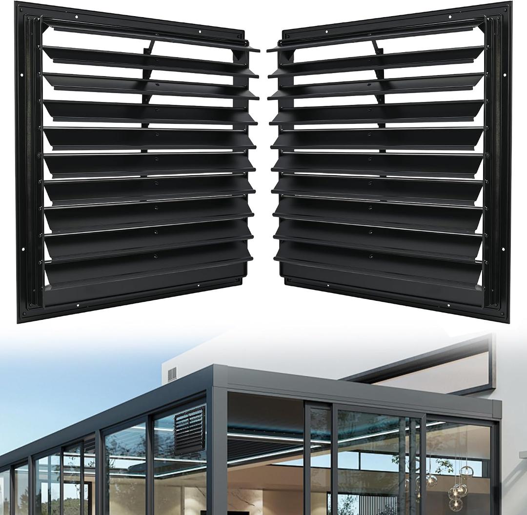 20 Inch Automatic Exhaust Shutter Louver Vent, 2Pcs Aluminum Gravity Shutters Louver for Windows Outside, Home Attics, Greenhouse Vent