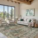 8x10 Area Rugs for Living Room Large Washable Rug, Green/Brown