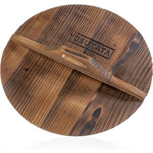 YOSUKATA Cast Iron Wok Cover - Premium Wok Cover 13.5 inch Pan Lid - Wooden Wok Lid 13.5 in with Ergonomic Handle - Condensate-free 13.5 inch Lid - Wok Accessories for Genuine Asian Cooking