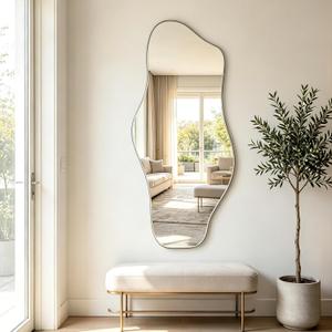 54.5"x24" Irregular Wall Mirror, Asymmetrical Frameless Mirror