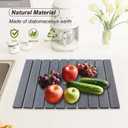 Large Stone Drying Mat for Kitchen Counter Diatomaceous Earth Collapsible 24L*16WSuper Heat Resistant Mats, Quick Absorbent Dish Drying RackLight Gray