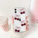 Lovmooful Compatible for iPhone 11 Case Cute Clear Cherry Bowknot with Aesthetic Design for Girls Women Soft TPU Shockproof Protective Girly for iPhone 11 Case-Four Bows
