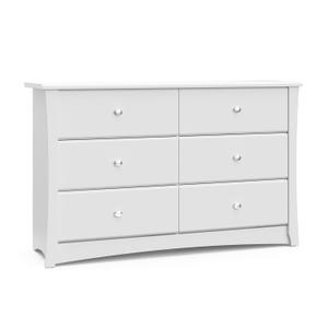 Storkcraft Crescent 6-Drawer Dresser (White)  GREENGUARD Gold Certified, White Dresser for Bedroom, Kids & Nursery Storage Chest, Safety Interlocking Drawers, Pre-Installed Tracks, Kids Chest