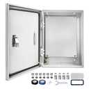 Outdoor Electrical Box 24 x 16 x 10''D NEMA 4X Enclosure Steel Box, Waterproof & Dustproof Outdoor/Indoor Lockable Electrical Junction Box, with Mounting Plate